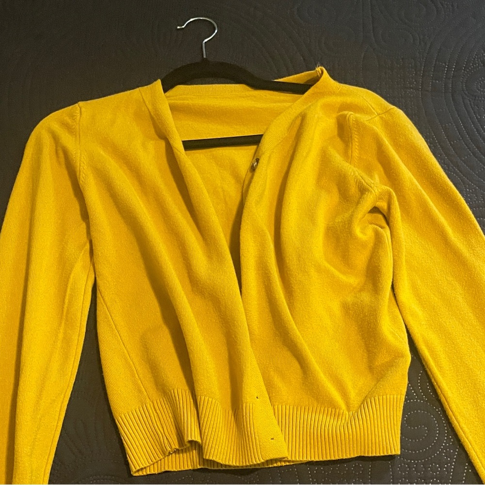 SHEIN Yellow Knit Cardigan Sweater